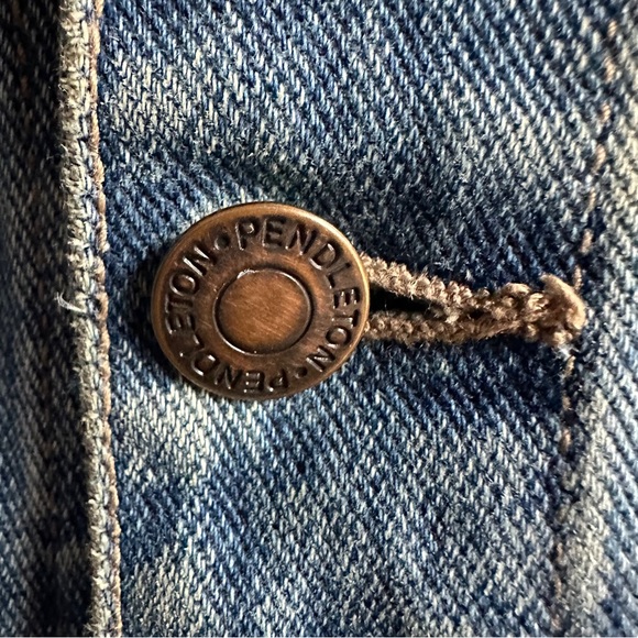 Pendleton Eagle Denim And Blanket Wool Insert Jean Jacket Size M Western USA - Picture 9 of 14